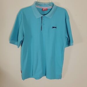 Slazenger Men's Blue Short Sleeve Polo  Shirt Size L